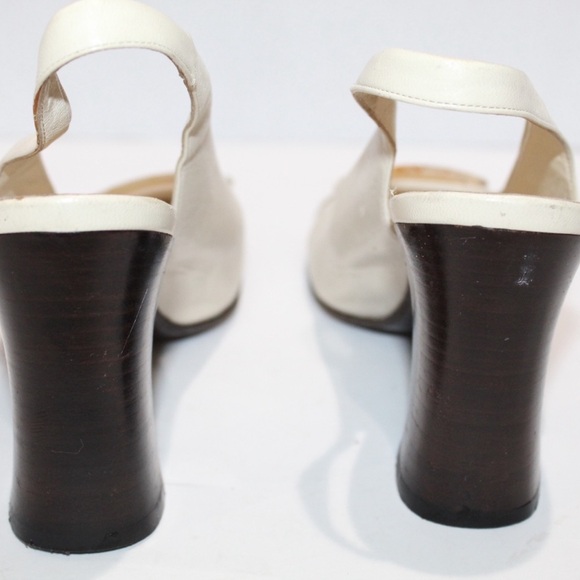 Vintage Prada Sling back Block Heel Ivory Snakeskin toe Size 36.5 - Picture 5 of 7